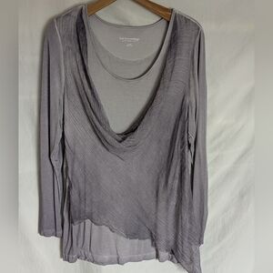 Soft Surroundings Lavender Gray Layered Drape Front Women's Top